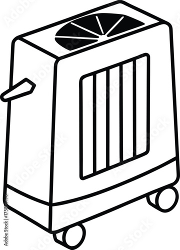 Solar Powered Air Cooler Line Art Transparent Background