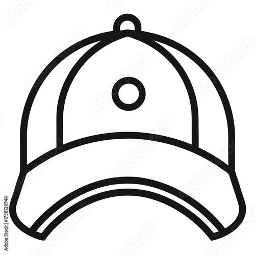 Baseball Cap Icon – Headwear Outline Vector