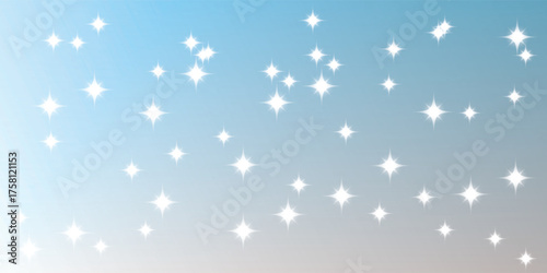 Bright white four-pointed star sparkles scattered creating a shimmering festive magical effect.
