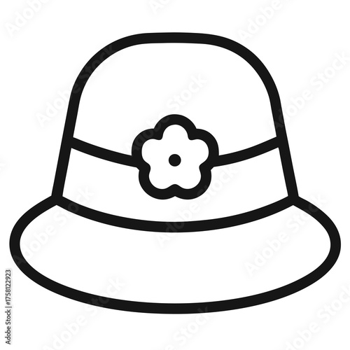 Elegant Women’s Hat with Flower Decoration Vector