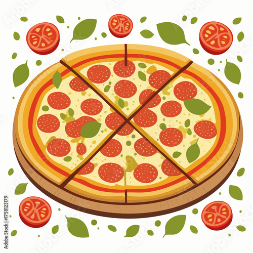 Pepperoni pizza on white