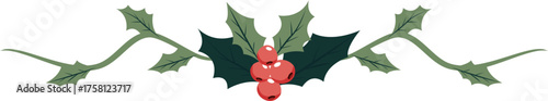 Holly Berry and Leaves Christmas Divider