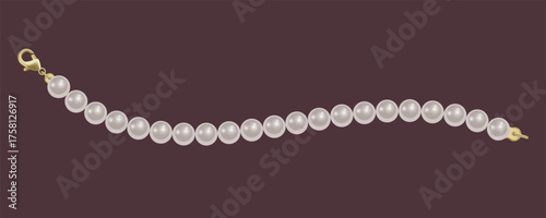 Pearl beads, Luxurious Pearl Necklace. Strings of Pearls. Vector illustration