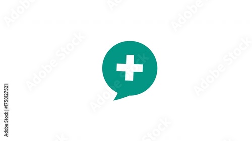 Medical consulting animation speech bubble plus sign