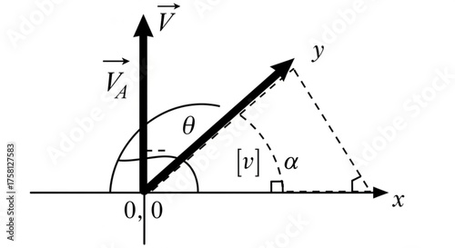 Educational vector illustration showing angle, magnitude, and direction in physics formula representation.
