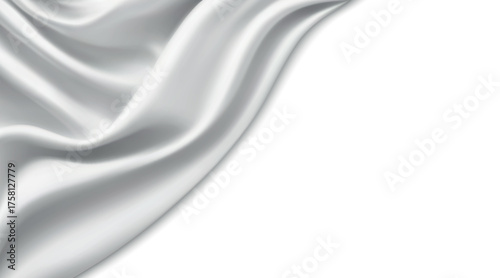 White silk fabric with soft folds and realistic glossy texture