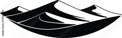 Vector Abstract sand dune landscape simple black and white silhouette Illustrator