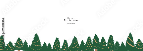 手描きのクリスマスツリーイラスト。12月のクリスマス背景。Hand drawn Christmas tree illustration. December Christmas background.