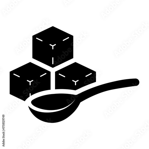 sugar cubes stack with spoon glyph icon