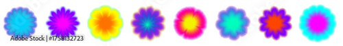 Modern gradient y2k flower with luminous blur aura. Y2K vibe and abstract blur texture make a trendy gradient flower design.