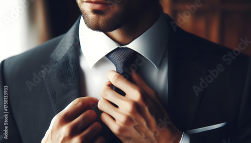 넥타이를 고쳐매는 남자