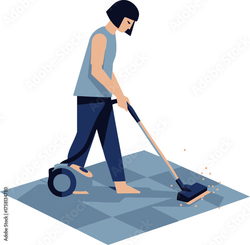 Woman Cleaning Floor