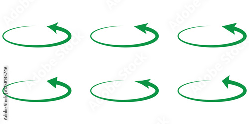 Rotating arrows black icon set. Update, replay, repeat, reload, reset symbol. Circle arrow sign. Vector design element for an interface, app, project, logo. Isolated on a white background.