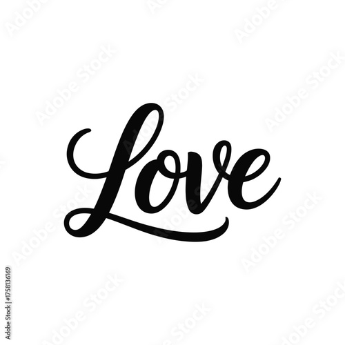 Elegant calligraphy word love in black on white background