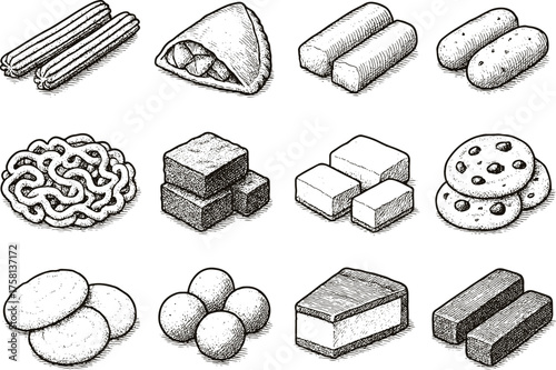 Hand-Drawn Dessert & Snack Icon Set