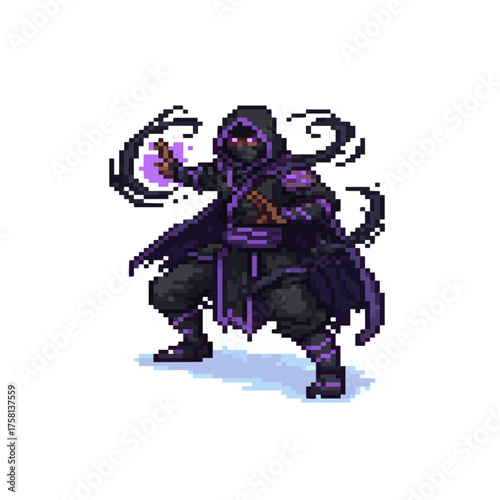 pixel art shadow assassin hero stealth killer design