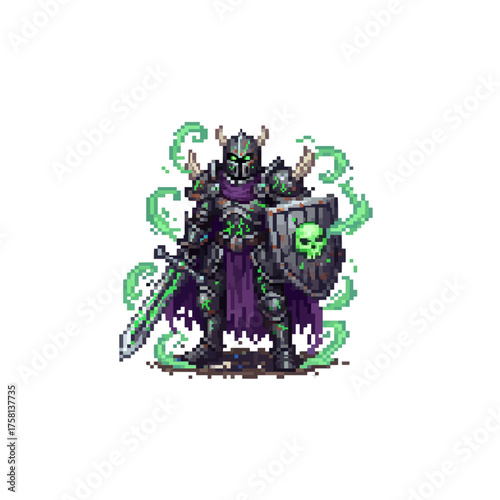 pixel art undead knight hero cursed armor warrior