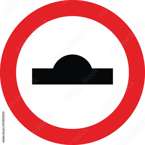 Road sign indicating a speed bump or hump ahead to slow down traffic