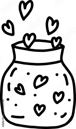 a cute jar with a lot of love from within vector handdrawn  
