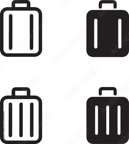 minimal suitcase icon set 2x2 black and white luggage vector for ui and travel app design