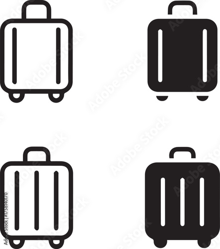 suitcase icon variations outline and solid luggage symbols vector pack for web and mobile ui