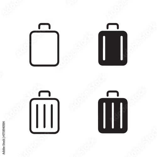 travel luggage icon collection black white vector suitcases with handle wheel and body detail