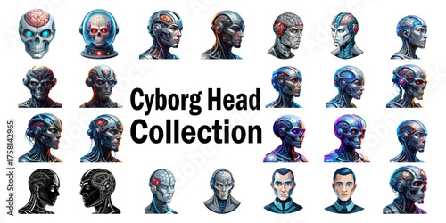 Cyborg Head Collection Artificial Intelligence Technology Future