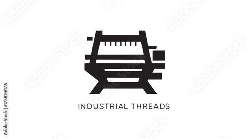 Modern geometric abstract logo represents industrial threads, symbolizing innovation, strength, and manufacturing excellence in a clean, professional design.