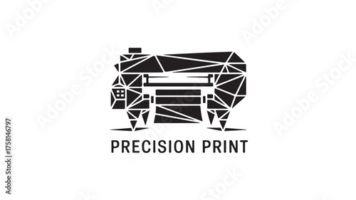 Sharp, modern geometric logo representing precision printing services with bold typography for industry branding and marketing needs