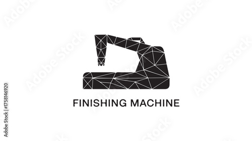 Sleek modern finishing machine icon symbolizing industrial production and manufacturing innovation with geometric precision