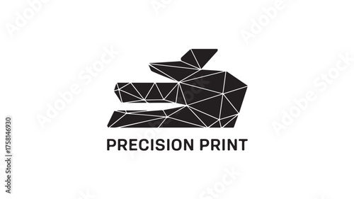 Modern geometric logo design for precision print services offers dynamic branding for cutting edge businesses seeking impactful visual identity and professional representation