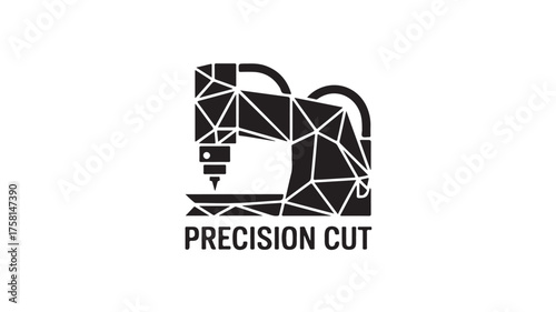 Dynamic geometric machine logo symbolizing precision engineering and industrial innovation with bold text "PRECISION CUT" for modern manufacturing brands