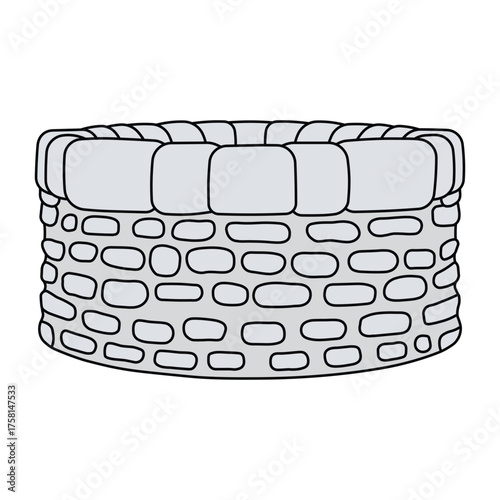 kids drawing vector illustration design stone well cartoon isolated