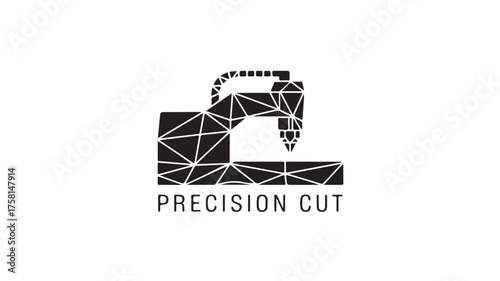 Modern geometric precision cutting machine logo symbolizing accuracy and advanced manufacturing for industrial and tech brands