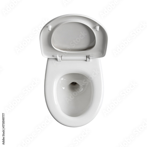 Top view of open toilet bowl isolated clean porcelain bathroom fixture plumbing design