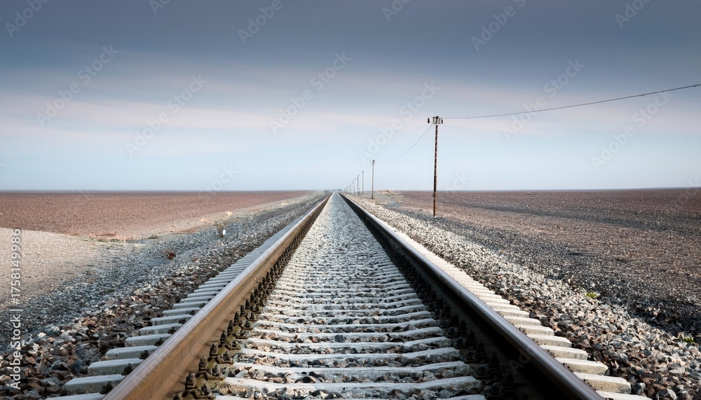 Fototapeta premium Train Tracks Leading to Horizon 