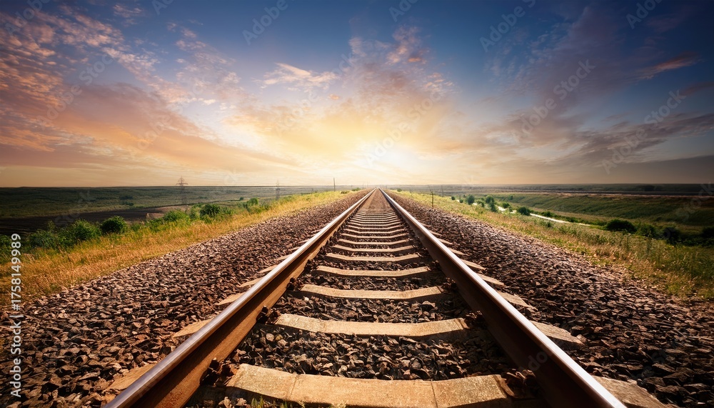 Fototapeta premium Train Tracks Leading to Horizon 