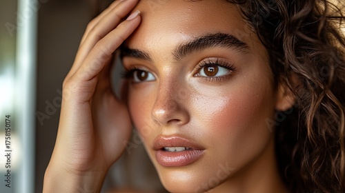 Wallpaper Mural Close-up of a tired young woman rubbing her eyes, showing signs of exhaustion, stress, or eye strain from long hours of work, studying, or lack of sleep. Torontodigital.ca