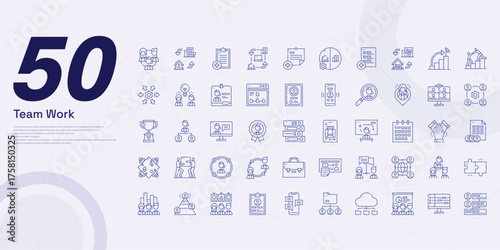 Team Work stroke icon. Team Work line icon set. editable stroke icon pack. Line, Thin, Linear Style Icon Bundle. Fully Customizable