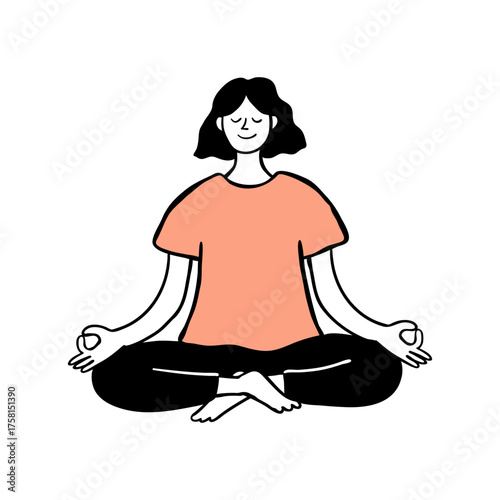 Hand Drawn Woman Practicing Yoga Meditation