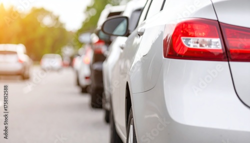 Traffic jam with rows of cars