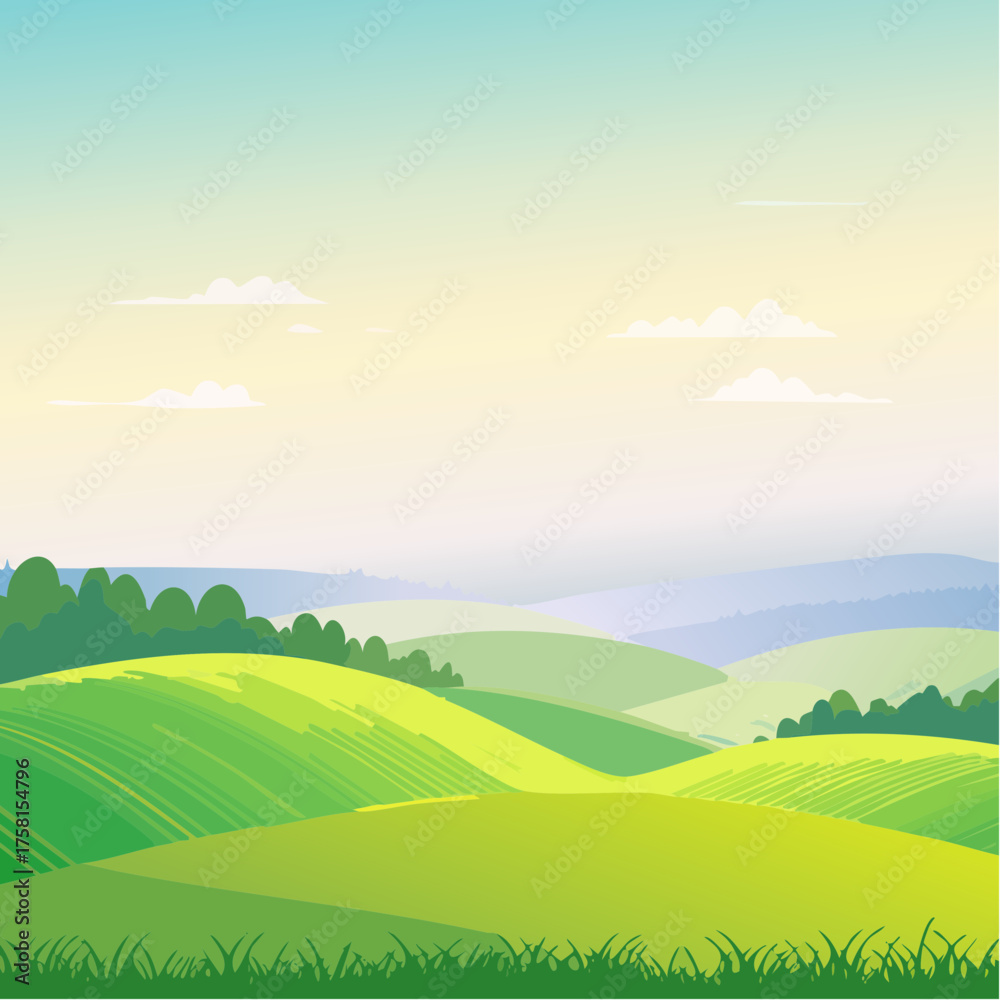 Obraz premium panorama of a beautiful, ecological farmland at sunrise