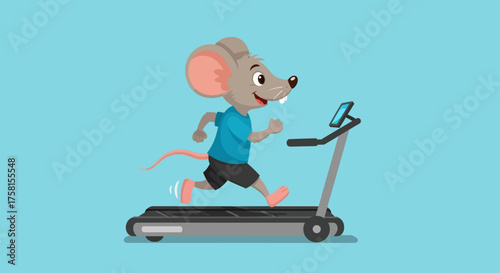 mouse running on treadmill a cartoon mouse exercising indoors for fitness healthy lifestyle concept perfect for childrens books and health articles