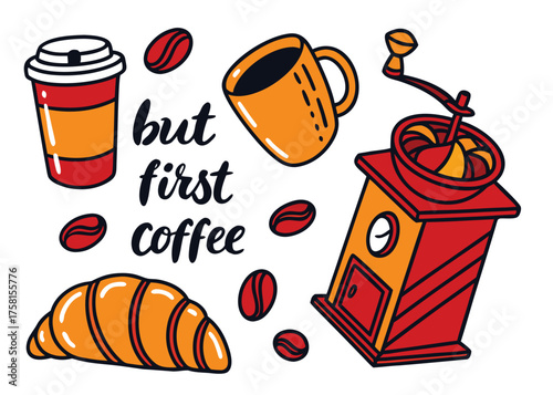 Illustration Conveys A Love For Coffee With Appealing Imagery Cup And