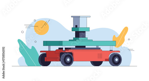 Autonomous mobile robot navigating a futuristic environment with advanced sensors for precise positioning.