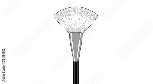 A fan brush with diamond-like bristles and a metallic handle for makeup application.