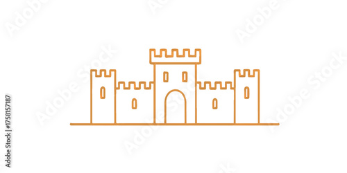 Print Ancient fort or castle outline with simple flat design