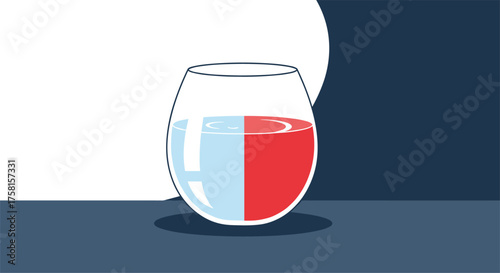 A glass of contrasting liquids reflecting the duality of existence.