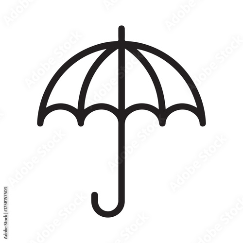 Simple outline icon of an open umbrella protection from rain weather symbol for safety and shelter protection symbol icon