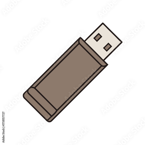 USB flash drive illustration: a digital representation of a USB flash drive with a neutral-toned design